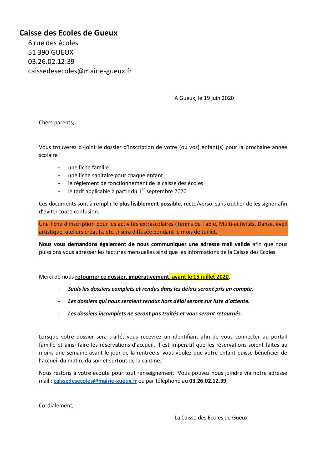 Courrier accompagnement